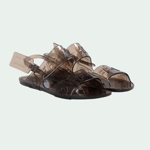 Off White Zip Tie Jelly Sandals